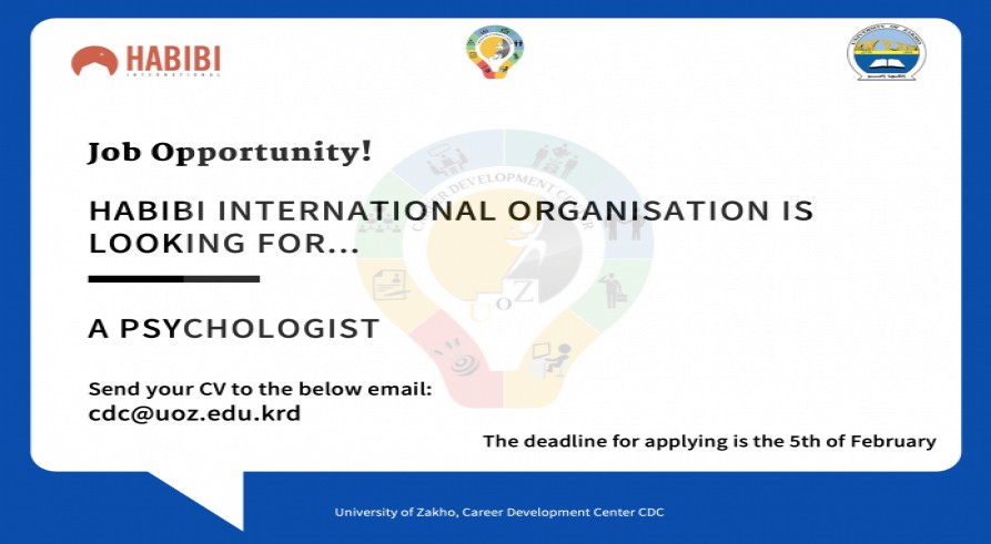 Job opportunity! An International NGO organization needs a psychologist