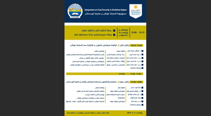 سەمپۆزیۆما "ئاسایشا خوراکی ل هەرێما کوردستانێ" دێ بڕێڤەچیت
